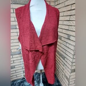 Coldwater Creek Women's  Open Front Sweater Vest Wine  Color Sz Large